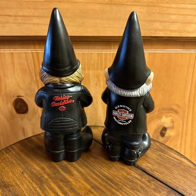 Sale Photo Thumbnail #750: Pair of Harley Davidson Gnome Figurines 11" tall