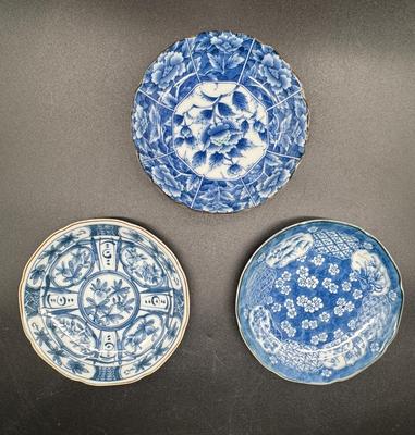 3 Blue & White Salad Plates Takahashi