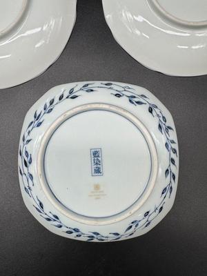 Blue & White Salad Plate Lot of 3