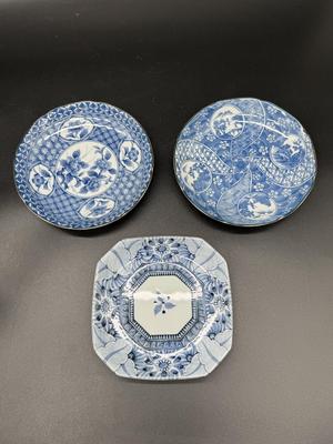 Blue & White Salad Plate Lot of 3