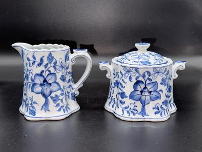 Andrea by Sadek Floral Creamer & Lidded Sugar Set