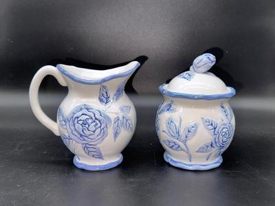 Portmeirion Studio “Fleur” Floral Creamer and Lidded Sugar
