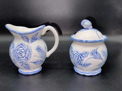 Portmeirion Studio “Fleur” Floral Creamer and Lidded Sugar
