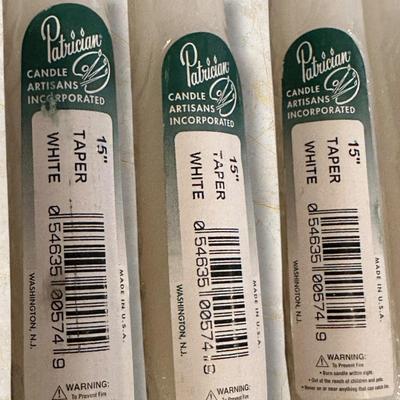 Sale Photo Thumbnail #862: Lot of 14 Unused New White Taper Candles by Patrician