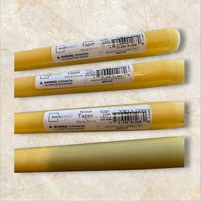 Sale Photo Thumbnail #868: Lot of Pink, Maroon, and Yellow Taper Candles- some by Patrician, mixed new and used