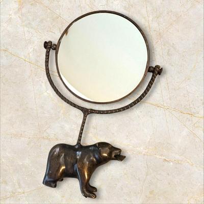 Sale Photo Thumbnail #930: Heavy Metal Bear Vanity Mirror (back of mirror is cracked)