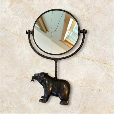 Sale Photo Thumbnail #932: Heavy Metal Bear Vanity Mirror (back of mirror is cracked)