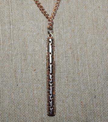 Beautiful "Diamond Jeweled" PILLAR NECKLACE with Rose Gold Chain and Lobster Clasp 42" L