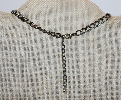 Beautiful VINTAGE Deep Gold Colored PURPLE Cabochon PENDANT (2½" x 2") with Matching Purple Globes on a Brass Colored NECKLACE...