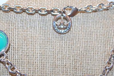 Vintage "TRIFARI" BRAND Faux Turquoise Silver Tone Necklace on a Silver Tone Chain 32" L