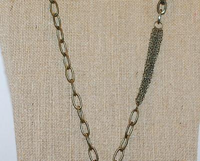 "Chain of Chains" Dark Brass Style Ring PENDANT (4") on a Necklace Chain 28" L