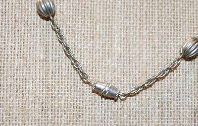 Brown & Silver Barrels Necklace 16" L