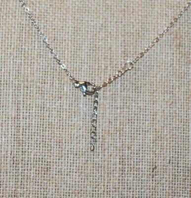 Figure "8" Symbol PENDANT (1" x ½") with a Single Clear Stone Accent on a Silver Tone Necklace Chain 18" L