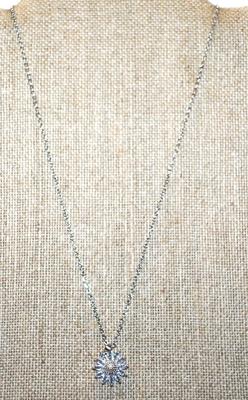 12 Point "Sunflower Star" PENDANT (¾" Diam.) on a Silver Tone Necklace Chain 18" L