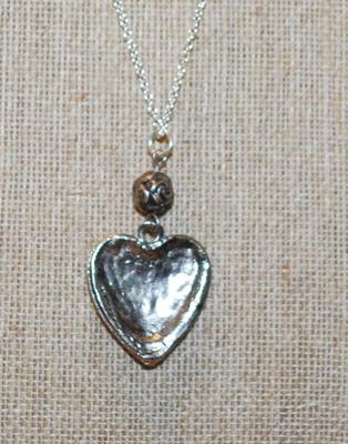 Graphic Designed Silver Colored Heart PENDANT (1¾" x 1") on a Silver Tone Necklace Chain 18" L