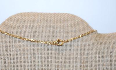 Twisted Top Gold Colored Setting PENDANT (¾" x ½") with Clear Center Stone on a Gold Tone Necklace Chain 17 " L