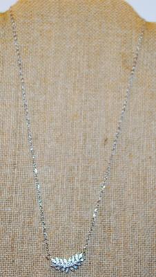 Silver Tone Leaf Branch Swag PENDANT (1" x ¼") on a Silver Tone Necklace Chain 18" L