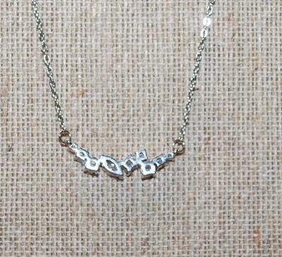 Slanted Pear Shaped Diamond Style Swag PENDANT (2¼" x ¼") & Accent Stones on a Silver Tone Necklace Chain 18" L