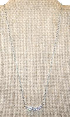 Slanted Pear Shaped Diamond Style Swag PENDANT (2¼" x ¼") & Accent Stones on a Silver Tone Necklace Chain 18" L