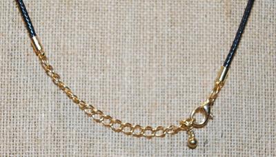 Shiny Gold Tone Cross PENDANT (3" x 2¼") with 4 Jade Style Globes on a Black Rope Necklace Chain 18"