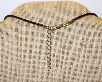 Aqua Blue Stones Cross PENDANT (1¾" x 1¼") on a Black Rope Chain 17" L