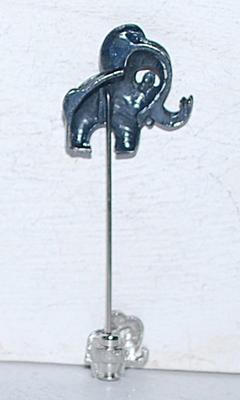 Silver Colored MOTHER & BABY ELEPHANTS PIN (2½" L) on a Silver Tone Setting