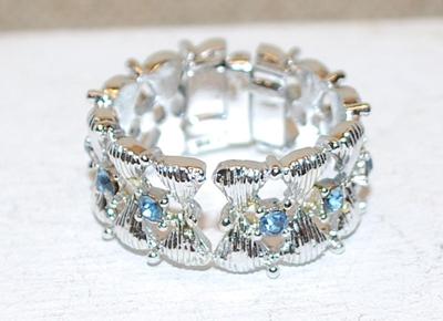 Shiny SCARF RING (1" Circ.) with a Row of Light BLUE Stones