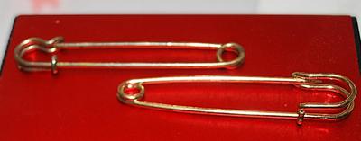 Pair of Large SAFETY PINS (3" LONG) - Gold Colored
