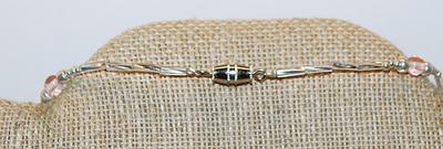 Light Pink Clear Beads NECKLACE with Acrylic Spacers & Oblong Accents and Barrel Screw Style Clasp 21" L