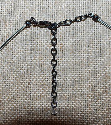 Stiff-Wired NECKLACE with Irregular Shaped Pinks, Purples & Blue Acrylic Stones and Lobster Dangle Clasp 18" L