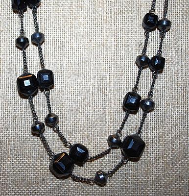 Basic Black Prism Stones NECKLACE Marked "ICNG" and Lobster Clasp 19" L