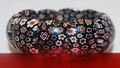 ELASTIC Round Rectangle Beads BRACELET (1¾" to 3½" Opening) Similar to Polish Pottery Styles