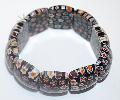 ELASTIC Round Rectangle Beads BRACELET (1¾" to 3½" Opening) Similar to Polish Pottery Styles