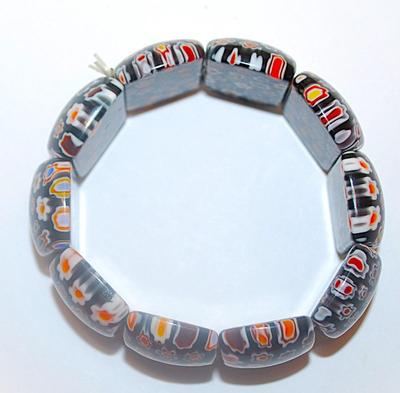 ELASTIC Round Rectangle Beads BRACELET (1¾" to 3½" Opening) Similar to Polish Pottery Styles