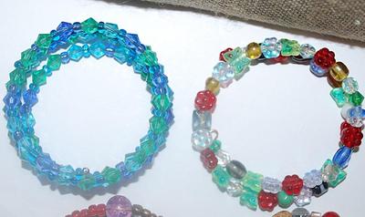 Collection of 4 WRAP-AROUND BRACELETS (2¾"+ Opening) with Assortment of Colors and Shaped Beads