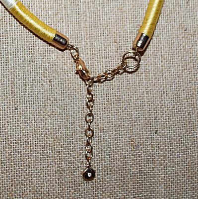 Vintage Heavily Gold & White Beaded and Intertwined NECKLACE - Marked "1946" with Bejeweled Caps and Rope Style Upper &...