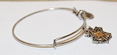 Marked "ALEX & ANI" Metal BRACELET (2½" Opening) with Letter "H" Medal (©2017) and 3 Additional Medals