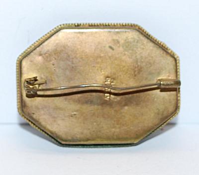 Beautiful Vintage "Made in Italy" BROOCH (1¾" x 1¼") with Border Blue Accent Circles & Flower Bouquet Center Made...