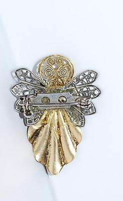 Two-Tone MODERN ANGEL BROOCH (1½" x 1") with Silver & Gold Tone Highlights