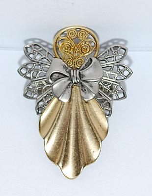 Two-Tone MODERN ANGEL BROOCH (1½" x 1") with Silver & Gold Tone Highlights