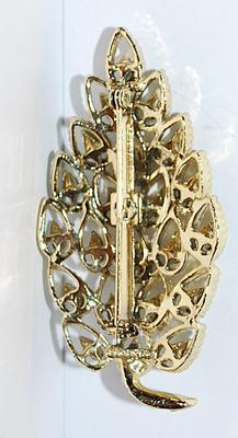 Beautiful Teardrop "JADE" TREE BROOCH (2¼" x 1⅛") Marked "©Gerrys" and Turquoise Colored Leaves on a Gold...