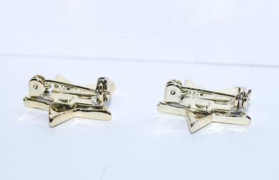 Petite Silver Color PAIR of STAR BROOCHES (¾" Diam.) Marked "Gerry's" on a Silver Tone Setting