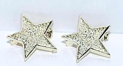 Petite Silver Color PAIR of STAR BROOCHES (¾" Diam.) Marked "Gerry's" on a Silver Tone Setting
