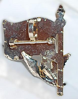 Silver & Gold Colored FLAG PENDANT/BROOCH COMBO (2¼" x 1½") -- Marked "Best" -- on a Silver Tone Setting