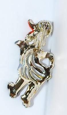Vintage GOOFY DUCK BROOCH (1¾" x 1") with Red Eyes, Orange Mouth& Black Feet on a Silver Tone Setting