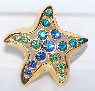Marked "LIA SOFIA" Multicolor STARFISH BROOCH (1½" Diam.) on a Gold Tone Setting