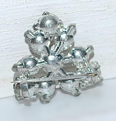 Tiny "Tree" Set of 10 Clear Stones BROOCH (¾" x ¾") on a Silver Tone Setting