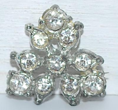 Tiny "Tree" Set of 10 Clear Stones BROOCH (¾" x ¾") on a Silver Tone Setting