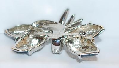 BLACK TULIPS Bouquet BROOCH (2¼" x 1½") with Jeweled Accents on a Silver Tone Setting