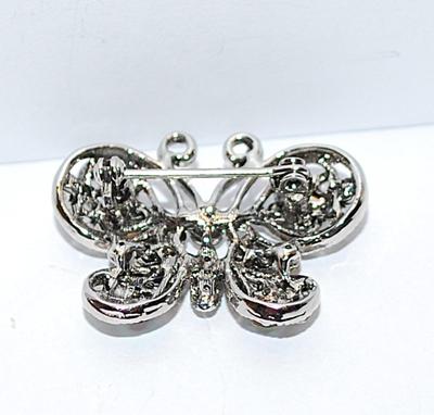 Beautiful Multicolor IRIDESCENT Stones BUTTERFLY BROOCH (1½" x 1¼") on a Silver Tone Setting